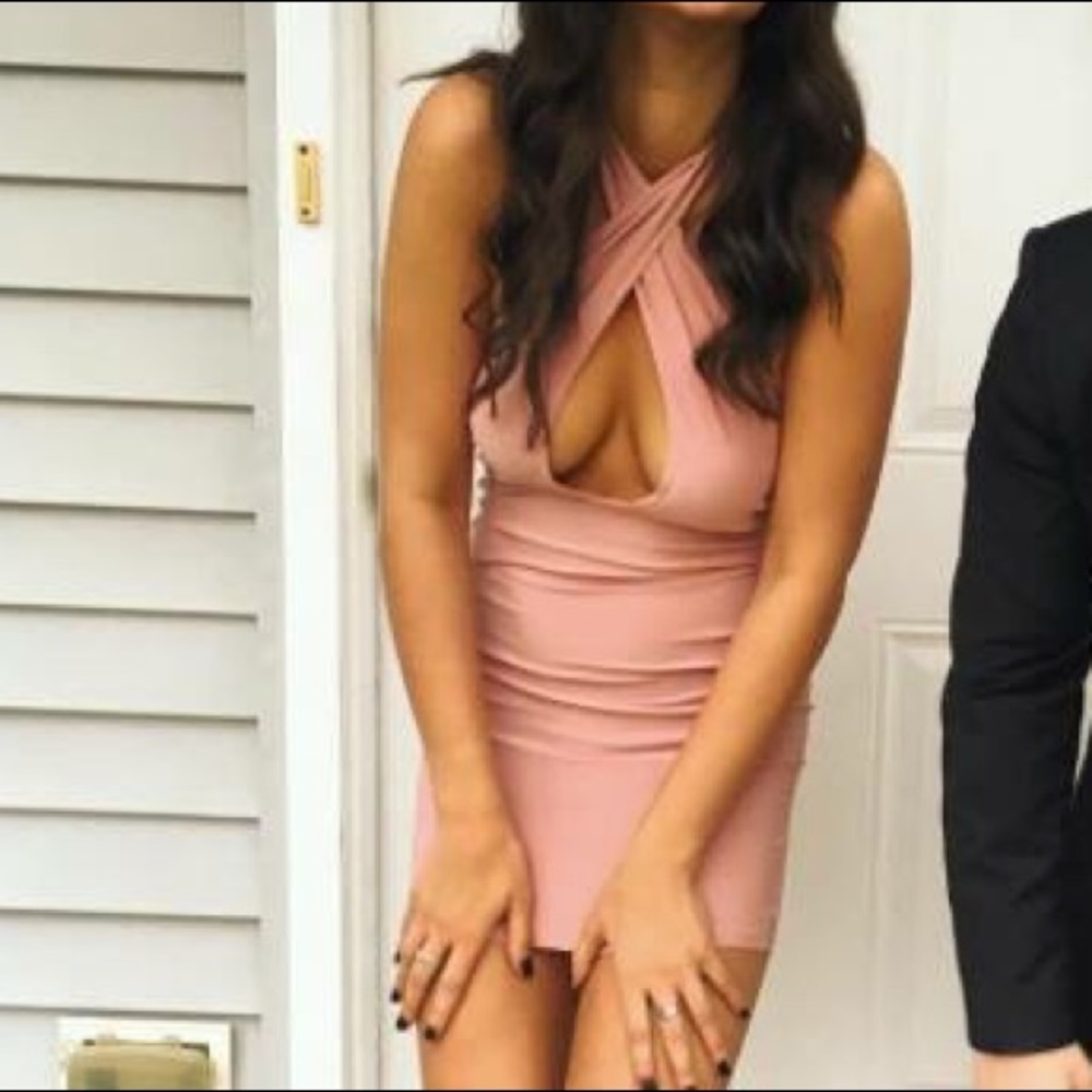 Misguided cross halter dress
